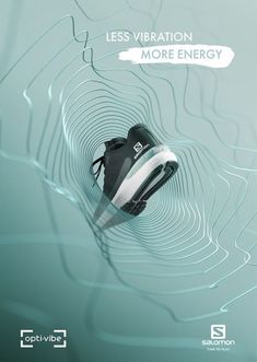 a pair of shoes floating in water with the caption less vibration more energy