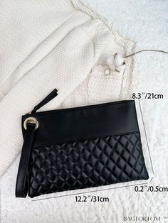 BagForLove - Wristlet Bag in Quilted Square Design Product Description Color Black Pattern Type Quilted Material PU Leather Closure Type Zipper Style Elegant Type Square Bag Bag Size Medium Coating 100% Polyurethane Composition 100% Polyester Size Chart INCH CM Bag Length Bag Width Bag Height Handle Height 12.2 inch 0.2 inch 8.3 inch 7.5 inch Bag Length Bag Width Bag Height Handle Height 31 cm 0.5 cm 21 cm 19 cm Details Pictures Similar Products h2 { text-align: center; } /* æ¢è¡ */ li{ white- Chic Pouch Bag With Wrist Strap, Chic Handheld Bag With Wrist Strap, Chic Handheld Pouch With Zipper Closure, Daily Use Clutch Bag With Wrist Strap, Daily Use Clutch With Wrist Strap, Black Mobile Phone Pouch, Black Handheld Clutch For Travel, Black Rectangular Clutch With Wrist Strap, Handheld Zipper Pouch