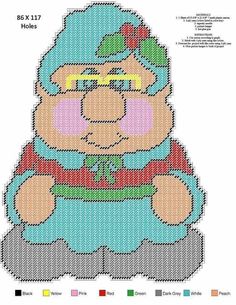 a cartoon bear with glasses and a hat on it's head is shown in the cross stitch pattern