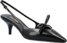 Elegant Miu Miu Slingback Pumps With Pointed Toe, Elegant Miu Miu Leather Slingback Pumps, Elegant Miu Miu Ankle Strap Slingback Pumps, Miu Miu Leather Slingback Pumps For Evening, Chic Miu Miu Slingback Pumps With Heel Strap, Miu Miu Ankle Strap Slingback Pumps For Evening, Miu Miu Slingback Heels With Heel Strap, Classic Patent Leather Slingback Pumps With Low Heel, Elegant Miu Miu Slingback Heels