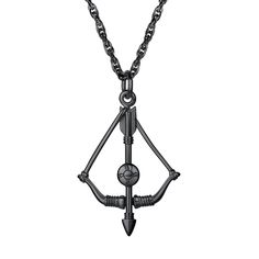 PRICES MAY VARY. Metal:100% solid stainless steel with black gun plated,robust and will not tarnish or rust easily; This necklace includes 1 pendant + 1 chain;Height of pendant:2.28inches(5.8cm);Width of pendant:1.42inches(3.6cm);Length of chain:22 inches+2 inches extending chain,the chain is finished with a high quality matching lobster clasp; The bow and arrow have long been a symbol in our culture. From Cupid's shot through the heart, to cowboys and Indians galloping across the plains we have Archery Necklace, Sagittarius Necklace, Gift Guide Women, Bow Arrow, Jewelry Gothic, Cowboys And Indians, Bow And Arrow, Bow Arrows, Womens Jewelry