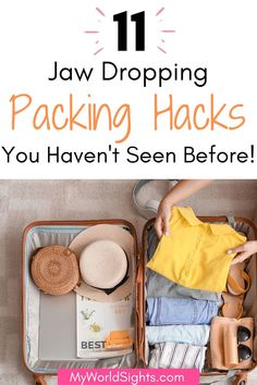 Want to know how to pack a suitcase?! These packing tips for vacation will help you get everything you need in your bag, without breaking the zipper! Wine Sleeve, Contact Case, Reading Essentials, Floppy Beach Hat, Makeup Travel Case, Big Bottle, Easy Packing