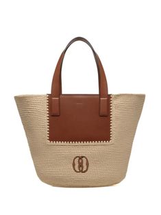 beige/brown cotton blend/leather basket weave Bally Emblem motif debossed logo to the front trapeze body open top two top handles main compartment debossed internal logo internal zip-fastening pocket gold-tone hardware Designer Straw Tote Bag With Handles, Designer Beige Bags With Braided Handles, Luxury Straw Tote Bag, Designer Straw Tote Bag With Braided Handles, Designer Woven Straw Bag With Double Handle, Designer Double Handle Woven Straw Bag, Designer Basket Bag In Woven Leather, Designer Woven Leather Basket Bag, Designer Beige Woven Straw Bag