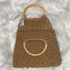 Windsor Boho Beach Bag New With Tag Material Does Have Small Holes Casual Handheld Crochet Bag For Beach, Handheld Bags In Natural Color For Day Out, Natural Color Handheld Bag For Day Out, Natural Handheld Bag For Day Out, Handheld Natural Color Bag For Day Out, Beach Satchel Shoulder Bag With Top Carry Handle, Summer Straw Pouch Bag With Adjustable Strap, Beach Season Satchel Shoulder Bag For The Beach, Trendy Beach Bag With Double Handle For Day Out