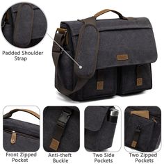 It is time to switch up your old leather briefcase for a sleek and new canvas travel bag " Messenger Bag for Men Vintage Water Resistant Waxed Canvas 15.6 inch Laptop". This modern briefcase features enough pockets inside for you to store everything from sunglasses, phone, tablet, wallet, or makeup case. It has space suited to both business and leisure travelers. This chic bag will never go out of style with its simple black exterior with tassels on the sides and top! Plus, this lightweight pouc Alien Cowboy, Modern Briefcase, Shoulder Bag For Men, Messenger Bag For Men, Vintage Messenger Bag, Canvas Travel Bag, Backpack Free, Laptop Messenger Bags, Laptop Briefcase