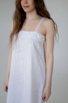 Linen Nightgown Handmade Victorian Nightgown With Lace Soft | Etsy Ukraine Camisole Sleep Dress With Delicate Lace, Delicate Lace Spaghetti Strap Sleep Dress, Spaghetti Strap Delicate Lace Sleep Dress, Camisole Dress With Lace Trim For Sleep, Summer Nightgown With Delicate Lace For Loungewear, Summer Nightgown With Delicate Lace For Bedtime, Summer Delicate Lace Nightgown For Loungewear, Summer Delicate Lace Nightgown For Bedtime, Summer Lace Nightgown For Sleep