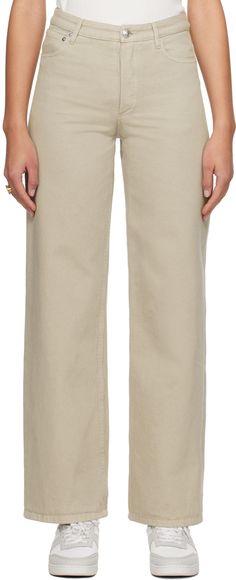 Wide-leg non-stretch denim jeans. · High-rise · Belt loops · Five-pocket styling · Button-fly Supplier color: Taupe High Jeans, A P, Stretch Denim, Apparel Accessories, Denim Jeans, Top Brands, Wide Leg, High Rise, Luxury Fashion