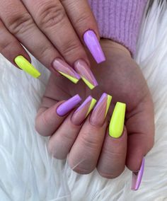 Spring Acrylic Nails, Cute Acrylic Nail Designs, Acrylic Nails Coffin Pink, Acrylic Nails Coffin Short, Nagel Inspo, Neon Nails, Hot Nails, Fabulous Nails, Coffin Nails Designs