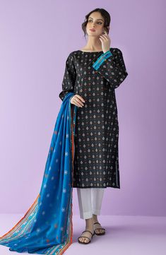 Orient NRDS-23-039 Spring Summer Lawn Vol 1 Unstitched Blue Lawn Suit With All Over Print, Blue Long Sleeve Lawn Suit With All Over Print, Black Printed Cotton Unstitched Suit, Black Unstitched Suit With Digital Print, Black Cotton Unstitched Printed Suit, Black Printed Unstitched Suit With Long Sleeves, Black Unstitched Suit With Digital Print And Long Sleeves, Black Cotton Sets With All Over Print, Black Cotton Set With All Over Print