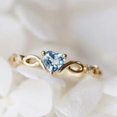 Adorable Little Aquamarine Cz Heart Ring Sizes: 6-9 Brilliant Gold Ep Finish New & Nicely Gift Boxed Rings Cute, Floral Ring, Ring Color, Aqua Marine, Blue Gems, Ring Sizes, Blue Rings, Pandora Jewelry, Womens Jewelry Rings