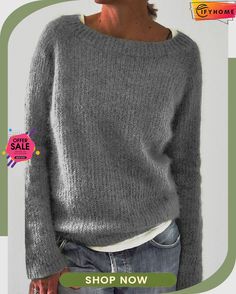 Crewneck Long-sleeve Knitted Sweater