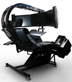 a chair with a computer on top of it