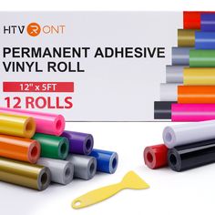 the permanent adhesive vinyl roll is next to it's packaging