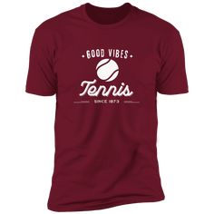 This "Good Vibes Tennis" T-shirt is the perfect shirt to show your positive attitude on the court! Whether you're crushing your opponents or just enjoying a leisurely game with friends, this shirt will let everyone know that you're there to have a good time. Made of soft and comfortable cotton, this shirt is sure to be a favorite in your tennis wardrobe. Or a perfect gift for your most positive tennis friends! 4.3 oz, 100% ring spun combed cotton jersey Heather Gray 90% cotton/10% polyester; Fab Sporty Screen Print T-shirt For Tennis, Sporty Tennis Tops With Team Name, Casual Tennis T-shirt With Moisture-wicking, Sporty Pre-shrunk Tennis Tops, Casual Moisture-wicking Tennis T-shirt, Sporty T-shirt With Team Name For Tennis, Casual Tennis T-shirt With Team Name, Sporty Tennis T-shirt With Screen Print, Crew Neck Tennis T-shirt With Team Name