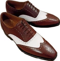 Fitted White Dress Shoes With Brogue Detailing, Fitted White Leather Shoes With Brogue Detailing, White Leather Dress Shoes For Semi-formal Events, White Leather Dress Shoes For Semi-formal Occasions, Semi-formal White Wingtip Dress Shoes, White Wingtip Oxfords With Brogue Detailing, Semi-formal White Oxfords With Brogue Detailing, White Wingtip Dress Shoes For Semi-formal Occasions, White Brogue Oxfords For Semi-formal Occasions