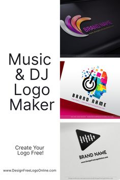 the logo for music and dj maker is shown in three different colors, including black, white