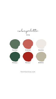 the color palette is shown in different shades and sizes, including red, white, green,