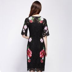 Lace Flowers Embroidery Luxury Short Sleeve Knee-length Black Dress 





 size

 US size

 bust


 waist


 hip


 length




 S

2

84 


66


114


104




 M

4-6

88 


70 


 118


105 




 L

8

92 


74 


 122


106 




 XL

10

96 


 78


 126


 107




 



Description Fitted Floral Applique Midi Dress For Spring, Fitted Midi Dress With Floral Applique For Spring, V-neck Dress With Multicolor Floral Embroidery, Fitted Dress With Floral Applique, Elegant Fitted Floral Applique Dress, Elegant Fitted Dress With Floral Applique, Knee-length Summer Dress With Floral Applique, Summer Knee-length Dress With Floral Applique, Fitted Knee-length Dresses With Floral Applique