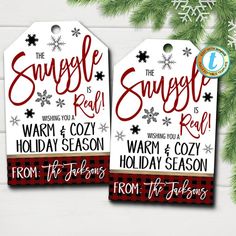 Christmas Gift Tags The Snuggle is Real Teacher Staff | Etsy Employee Holiday Gifts, The Snuggle Is Real, Editable Gift Tags, Gift Tag Template, Gift Blanket, Tag Print, The Jacksons, Holiday Gift Tags, Tag Template