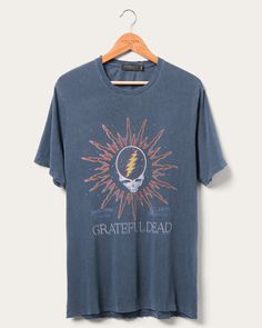 Grateful Dead 1990 Show Vintage Tee | Junk Food Clothing | Junk Food Clothing Faded Washed Band Merch T-shirt, Washed Blue Graphic Print T-shirt, Relaxed Fit, Washed Blue Graphic Tee With Screen Print, Washed Blue Graphic Tee With Graphic Print, Washed Blue Graphic Tee With Print, Washed Blue Graphic Print Top For Streetwear, Faded Graphic Tee With Screen Print, Faded Graphic Print Band Merch Tops, Washed Blue Graphic Tee For Streetwear