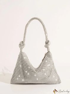 BirdinBag - Rhinestone Embellished Evening Bag: Versatile Shoulder Bag and Handbag for Party Silver Tote Bag For Party, Handheld Chain Strap Party Bag, Party Handheld Bags With Rhinestones, Party Tote Shoulder Bag With Rhinestones, Party Shoulder Bag With Rhinestones, Rectangular, Glamorous Handheld Shoulder Bag With Chain Strap, Handheld Rhinestones Shoulder Bag For Night Out, Chic Bling Shoulder Bag, Chic Party Tote Evening Bag