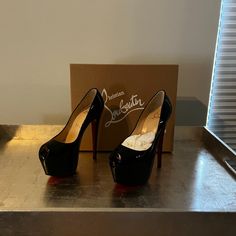 Christian Louboutin Black Patent Highness Peep Toe Platform Pumps Size 36.5 Never Worn Runway Models, Platform Pumps, Louboutin Shoes, Christian Louboutin Shoes, Me Too Shoes, Christian Louboutin, Pumps, Women Shoes, Brand New