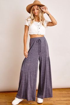 Denim Color Wide Leg Pants – Hippie Vibe Tribe Color Wide Leg Pants, Paisley Pants, Pleated Pant, Wide Leg Lounge Pants, Vibe Tribe, Boho Trends, Flowy Pants, Denim Color, Bell Bottom Pants