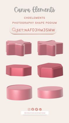 some pink shapes are shown in this set