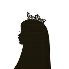 the silhouette of a woman with a tiara on her head, against a white background