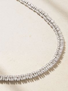 SUZANNE KALAN 18-karat white gold diamond tennis necklace White Diamond Necklace, Designer Diamond Jewellery, Diamond Tennis Necklace, Suzanne Kalan, White Gold Set, Baguette Cut Diamond, Tennis Necklace, Fine Jewelry Designers, Baguette Cut