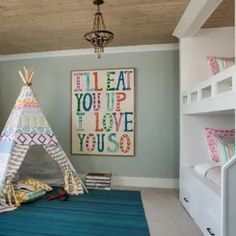 a teepee tent in a child's bedroom