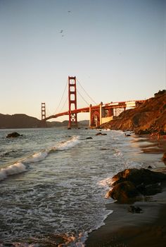 the golden gate bridge as seen from the beach