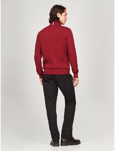 Tommy Hilfiger men's sweater. Made from soft cotton in a textured cable knit weave, this turtleneck sweater is the perfect layer, complete with rib-knit cuffs, collar and hem with touches of subtle branding throughout.  Material: 100% Cotton. Casual Cable Knit Turtleneck, Casual Cable Knit Turtleneck With Funnel Neck, Classic Knit Turtleneck With Ribbed Cuffs, Casual Wool Turtleneck With Ribbed Collar, Casual Wool Turtleneck With Ribbed Cuffs, Cable Knit Turtleneck Polo Sweater, Classic Winter Cable Knit Turtleneck, Tommy Hilfiger Fall Sweater With Ribbed Cuffs, Tommy Hilfiger Sweater With Ribbed Cuffs For Fall