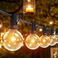 outdoor string lights with clear glass globe bulbs