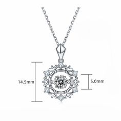 An eye-catching round moissanite dances with ease at the center of this appealing women's necklace, expressing your unstoppable love. Additional round gem set in sterling silver frame the center. Features Moissanite was originally found in meteorites(Chemical name: Silicon Carbide). It was first discovered in 1893, while a scientist was examining meteor samples from a crater in Arizona. After many years, the experts has been recreated moissanite in the laboratory, that make the gemstone with fri Women's Necklace, Marriage Gifts, Silicon Carbide, Moissanite Necklace, Moissanite Jewelry, Round Moissanite, Timeless Jewelry, Stone Cuts, Silver Frame