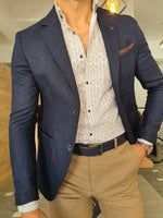 Navy Blue, Slim Fit, Blazer, Navy, Blue