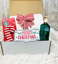 the starbucks christmas gift box is packed with coffee, bath products and other holiday gifts