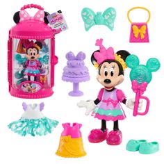 a minnie mouse doll and accessories are shown