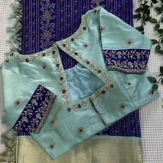 Dm@9640490158 Designer maggam work blouse Fabric: Halfpattu/Rawsilk Dispatch: 3days Price : 2500unstiched .3050stitched Colours and sizes can be customised accordingly Silver Colour Maggam Work Blouse, Sea Green Maggam Work Blouse, Magam Work Blouses Latest, Blouse With Lace Design, Green Blouse Designs, Maggam Designs, Worked Blouse