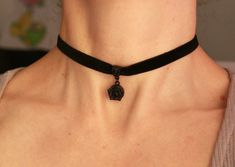 Absolutely black necklace with polymer clay flower and velvet ribbon. Each petal of flower made by hand Flower's size approx 13 -15mm/0.5-0.6 in across Length of necklace is adjustable: 9-11 inches/ 22,8- 27,9 cm 10-12 inches/ 25,4 - 30,5 cm 11-13 inches/ 28-33 cm 12-14 inches/ 30.5- 35.5 cm 13-15 inches/ 33-38 cm 14-16 inches/ 35.5 cm-40.5 cm 15-17 inches/ 38,1 cm- 43,2 cm 16-18 inches/ 40.6 cm- 45.7 cm 17-19 inches/ 43 cm - 48 cm 18-20 inches/ 40,5- 50,8 cm Width of ribbon 10 mm / 0.4 inches I Adjustable Black Flower Pendant Necklace, Black Adjustable Flower Pendant Necklace, Black Flower Choker As A Gift, Black Flower Choker For Gifts, Adjustable Black Flower Jewelry, Adjustable Black Jewelry With Flower Charm, Adjustable Flower Pendant Choker For Gift, Adjustable Flower Pendant Choker Gift, Gift Flower Pendant Adjustable Choker