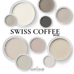 Behr Swiss Coffee With Complementary Colors That Features A Neutral Paint Palette for Your Whole Home. - Etsy Nicaragua Behr Swiss Coffee, Neutral Paint Palette, Swiss Coffee Paint, Paint Pallets, House Colour, Behr Paint Colors, Swiss Coffee, Colour Pallets, Farmhouse Paint Colors