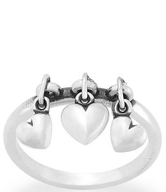 From James Avery&#x2C; this ring features:Heart Drops Ring A reference to several designs of the same name&#x2C; this sterling silver dangle ring from James Avery features three tiny heart charms that move when you do. The different sizes of the hearts add graceful dimension.Sterling silverAvailable in whole and half sizes 4-10Approx. 0.06" widthCrafted in America using the world's finest materials. James Avery Dangle Rings, Christian Crosses, Dangle Ring, James Avery Rings, B Day Gifts, Modern Silver Jewelry, James Avery Jewelry, Sterling Silver Jewelry Rings, Aroma Candle