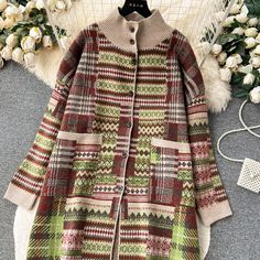 Women's Ethnic Sweater Cardigan Long Sleeve Long Cardigan Winter Patchwork Long Sleeve Sweater Coat, Winter Long Sleeve Patchwork Sweater Coat, Fall Long Sleeve Cardigan With Fair Isle Pattern, Fair Isle Sweater Coat For Fall, Long Sleeve Fair Isle Cardigan For Fall, Fall Fair Isle Pattern Long Sleeve Cardigan, Fall Fair Isle Long Sleeve Cardigan, Beige Patchwork Cardigan For Winter, Winter Patchwork Long Sleeve Cardigan