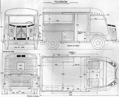 a drawing of the front and back sides of a truck