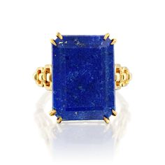 From my "BREAK THE CHAIN" collection, a unique statement ring, an homage to beauty and elegance, A dramatic 14K gold ring adorned with a beautiful big natural Lapis lazuli gemstone in a rectangular shape. If you are looking at this ring, then you are probably looking for something special and different. Lapis Lazuli is one of the most sought after stones in use since man's history began. Its deep, celestial blue remains the symbol of royalty and honor, gods and power, spirit and vision. It is a universal symbol of wisdom and truth. We work by traditional techniques; our magnificent gold fabric is carefully made from dozens of gold threads Woven together, adorned by natural stones to create spectacular and one of a kind jewelry. All personally hand-picked by us. Your welcome to see more sty Luxury Square Cut Sapphire Ring, Luxury Sapphire Ring With Square Cut, Luxury Blue Rings With Rectangular Stone, Luxury Blue Rectangular Stone Rings, Luxury Blue Square Cut Ring, Luxury Blue Rectangular Sapphire Ring, Formal Lapis Lazuli Ring Jewelry, Luxury Rectangular Gemstone Ring, Luxury Blue Rectangular Rings