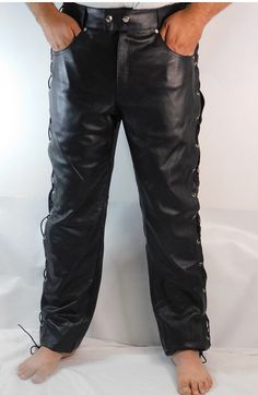 Leather Biker Pant Side Laces / Leather Pants / Motorbike Leather Pant / Gay Leather Pants  ►About Material: For this Lace up Leather Pant we used real cowhide leather. We assure you that we use 100% original leather for our products. Grommet Are Rust Free. satin Lining will be used for this Pant. Biker Pants With Belt Loops For Motorcycling, Biker Leather Pants With Belt Loops, Biker Style Full-length Leather Pants For Biker Events, Full Length Biker Leather Pants For Biker Events, Biker Style Leather Pants With Belt Loops, Lace Up Leather Pants, Motorbike Leathers, Biker Pants, Leather Pant