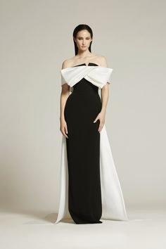 Audrey+Brooks 6401 - Mydressline Column Evening Gown, Off Shoulder Collar Dress, Black And White Formal Dresses, Evening Dresses Elegant Glamour, Great Gatsby Fashion, Couture Evening Dress, Ellie Saab, Timeless Glamour, Formal Evening Wear