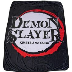 a black and red blanket with the words demon slayer on it