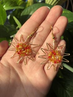 Sun Wire Earrings | Etsy Haft Vintage, Sun Earrings, Wire Jewelry Designs, Earrings Wire, Handmade Jewelry Tutorials, Diy Wire Jewelry, Jade Earrings, Dope Jewelry, Stil Inspiration