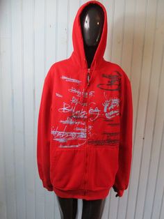 Vintage Billabong hoodie in bright red with grey graphics.  It has a front zip and two pockets, very good condition. Dimensions: Chest: 44 Inches. Inside arm: 21 Inches. Length: 28 Inches Made by BILLABONG Red Hoodie With Adjustable Hood For Streetwear, Red Hooded Jacket With Drawstring For Streetwear, Red Sports Hoodie With Graphic Print, Red Graphic Print Sports Hoodie, Red Graphic Print Sweatshirt For Streetwear, Red Casual Sweatshirt With Screen Print, Red Sweatshirt With Adjustable Hood For Streetwear, Red Graphic Print Hip Hop Sweatshirt, Red Hip Hop Sweatshirt With Drawstring Hood